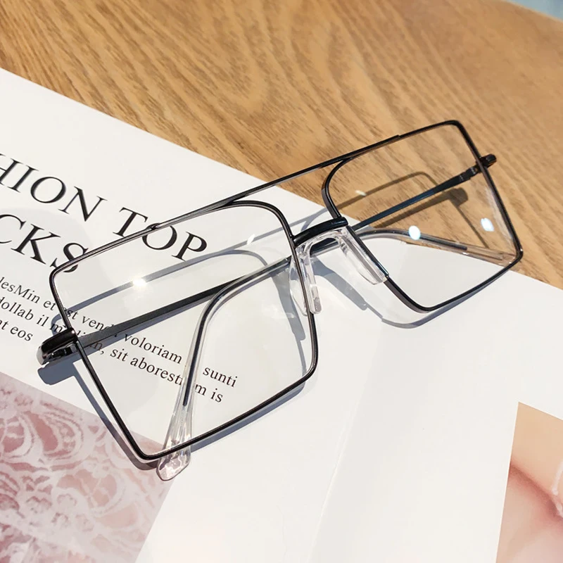 Анти синий светильник с двойным лучом Квадратные прозрачные очки для женщин
