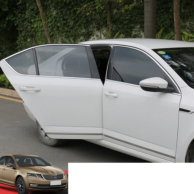 Lsrtw2017 нержавеющая сталь окна автомобиля планки для Skoda Octavia a7 салонные аксессуары хром