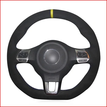 

MEWANT Black Suede Steering Wheel Cover for Volkswagen Golf 6 GTI MK6 VW Polo GTI Scirocco R Passat CC R-Line 2010 Accessories