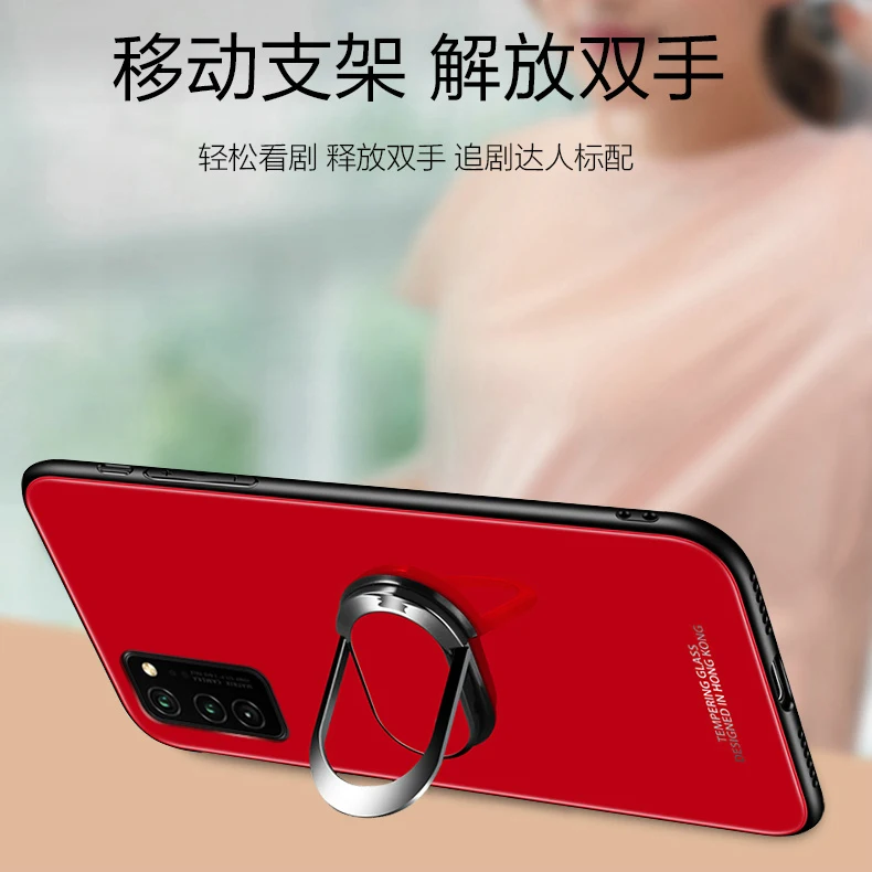 Чехол для Samsunng A21s чехол из закаленного стекла с магнитным кольцом держателем