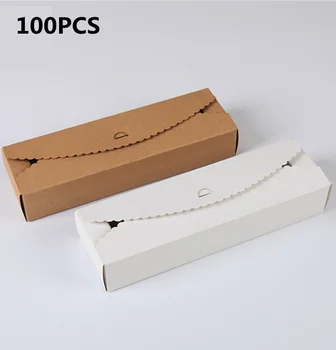 

DHL 100pcs Portable Clamshell box Kraft paper rectangle Gift Box Paper DIY candy packing box blank storage DIY wedding cake box