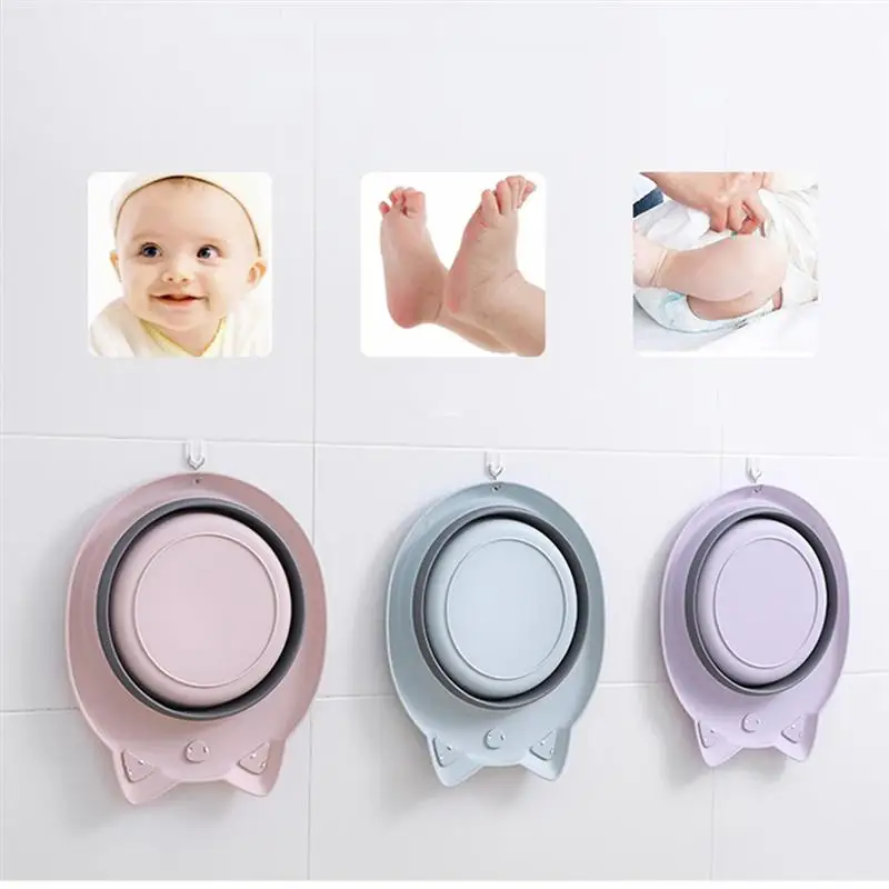 Портативная складная раковина с милым котом для мытья мультяшным рисунком дома и