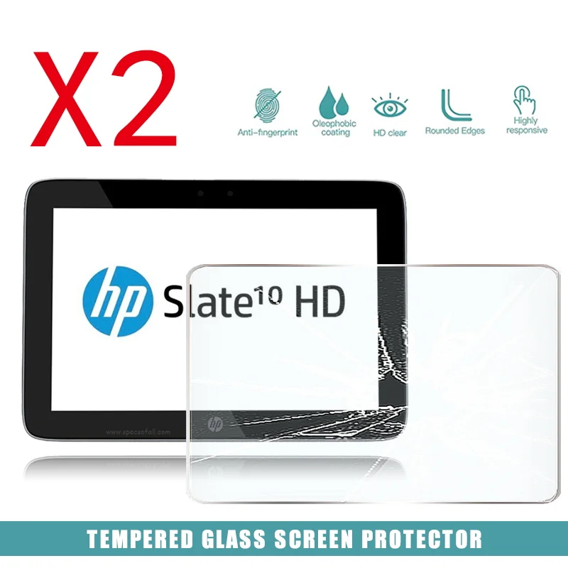2 Pack Tempered Glass Screen Protector For HP Pro Slate 10 EE Tablet 