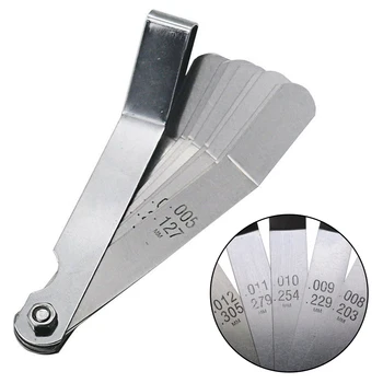 

Silver Feeler Gauge Measuring 16 Blades 0.005-0.02inch 0.127-0.508mm Curved