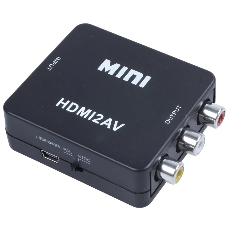 Мини HDMI к 3RCA CVBS композитный видео AV конвертер адаптер ТВ PS3 VHS VCR DVD черный|Кабели