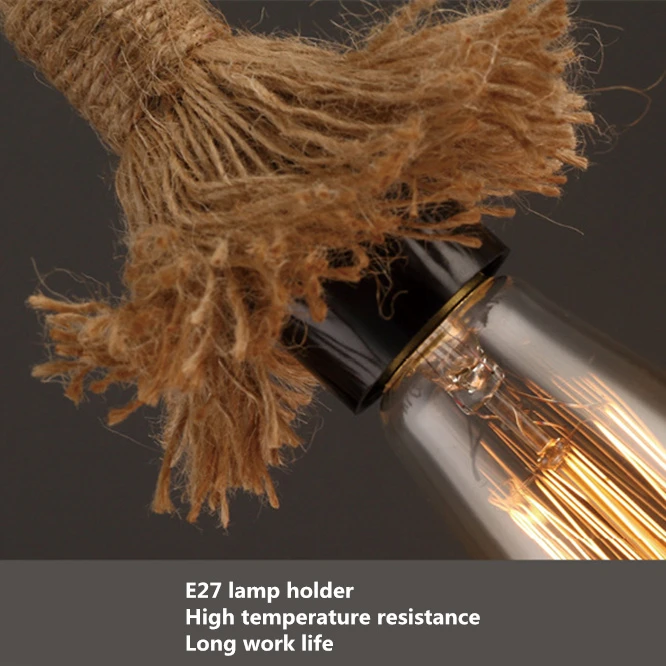 50pcs LED Vintage Hemp Rope Pendant Lamp Base AC85-265V Socket Creative Country Style Loft Industrial Pendant Light Decorations
