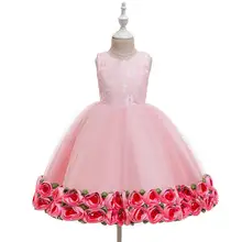 Кружевное платье для девочек праздничное платье из тюля с объемным рисунком галстук-бабочка с цветочным узором для девочек платье-пачка принцессы на свадьбу г., детская одежда подарок на день рождения