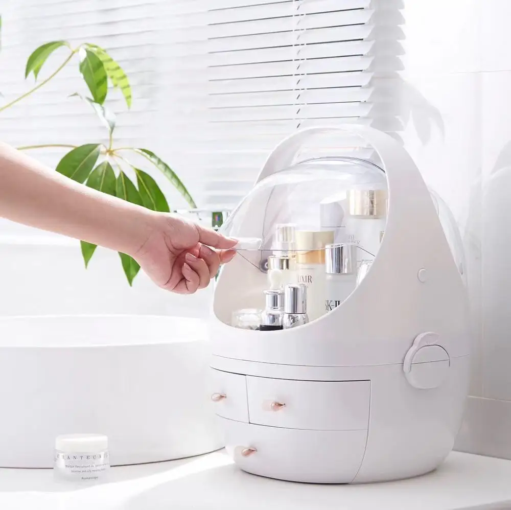 Косметическая коробка со светодиодным зеркальный ящик типа ручной Рабочий стол Пылезащитная сетка красная коробка для хранения косметики