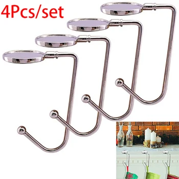 

4 Pieces Christmas Stocking Holders Mantle Hooks Hanger Christmas Stocking A