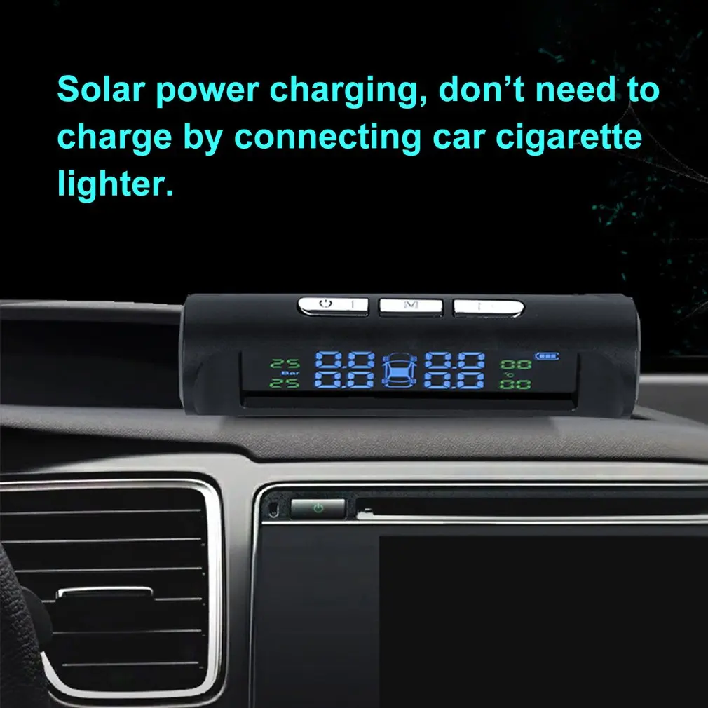 Умный автомобиль TPMS система контроля давления в шинах солнечной энергии цифровой ЖК-дисплей Автоматическая охранная сигнализация s давление в шинах
