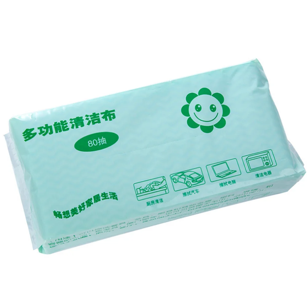 70 Pcs/Pack Environmental Wash Cloth Disposable Washing Dish Towel Kitchen Non-stick Oil Cleaning Wiping Rags Tableware Tools - Цвет: Зеленый