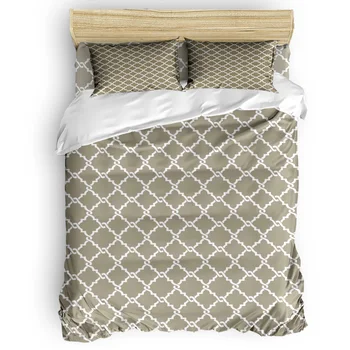 

Brown And White Geometric Printing Custom Bedding Set 3D Digital Printing Christmas Bedding Set US KING QUEEN