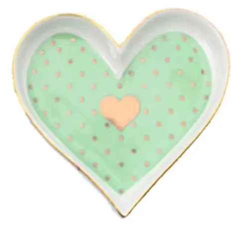 Новая роскошная керамическая тарелка с сердечками, изысканная керамическая позолоченная маленькая тарелка для хранения ювелирных изделий, декоративная тарелка для женщин, подарок - Цвет: green