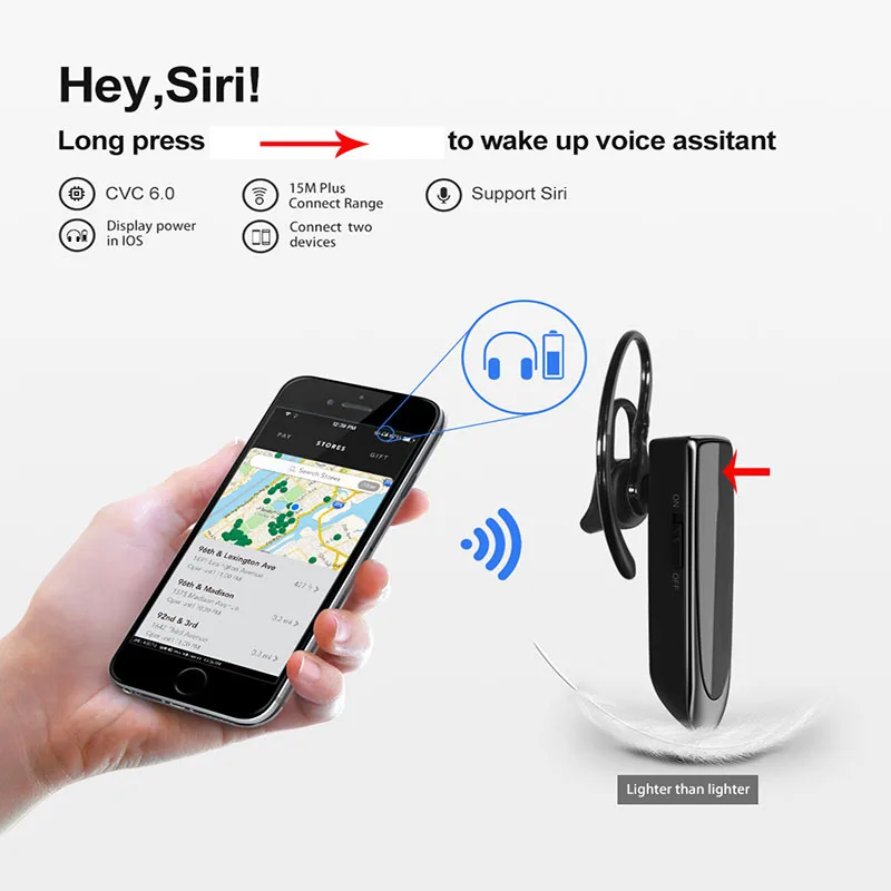 Bluetooth Headset Bluetooth 5 0 Earpiece Handsfree Headphones Mini Wireless Earphone Earbud Earpiece For iPhone Xiaomi