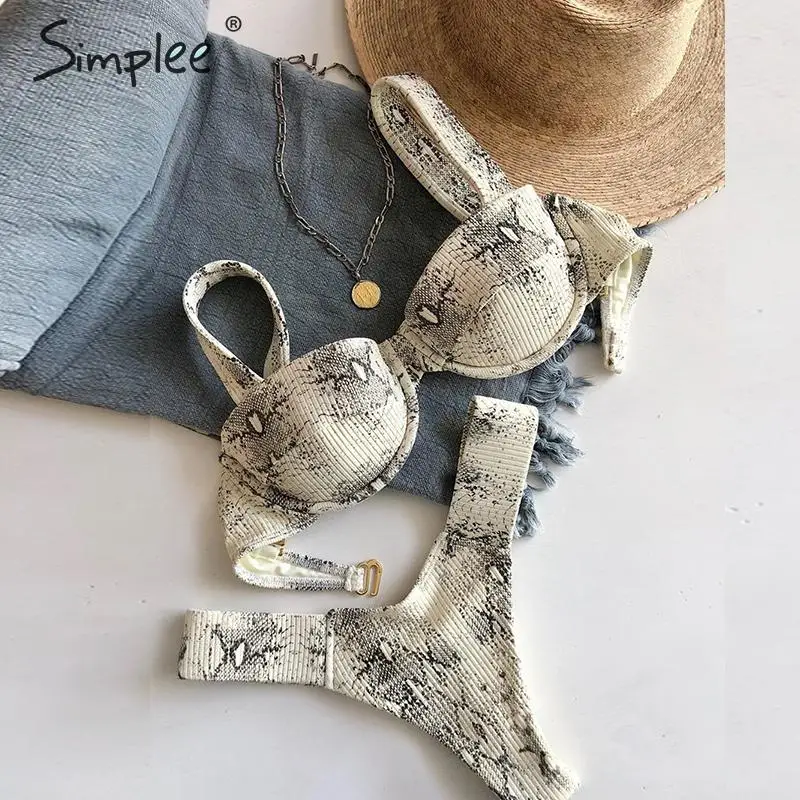 Simplee винтажный комплект бикини с леопардовым принтом женский модный