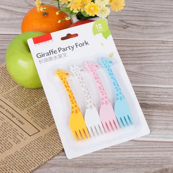 

12pcs/set Tableware Salad Kids Tableware Forks Gadgets Cartoon Giraffe Shape Kitchen Tool Fruit Snack Toothpick Food Picks