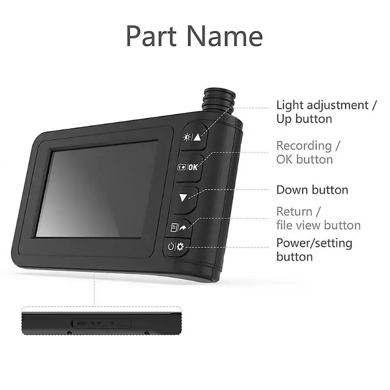 Камера эндоскоп IP67 HD Инспекционная камера бороскоп с дисплеем 4,3 дюйма