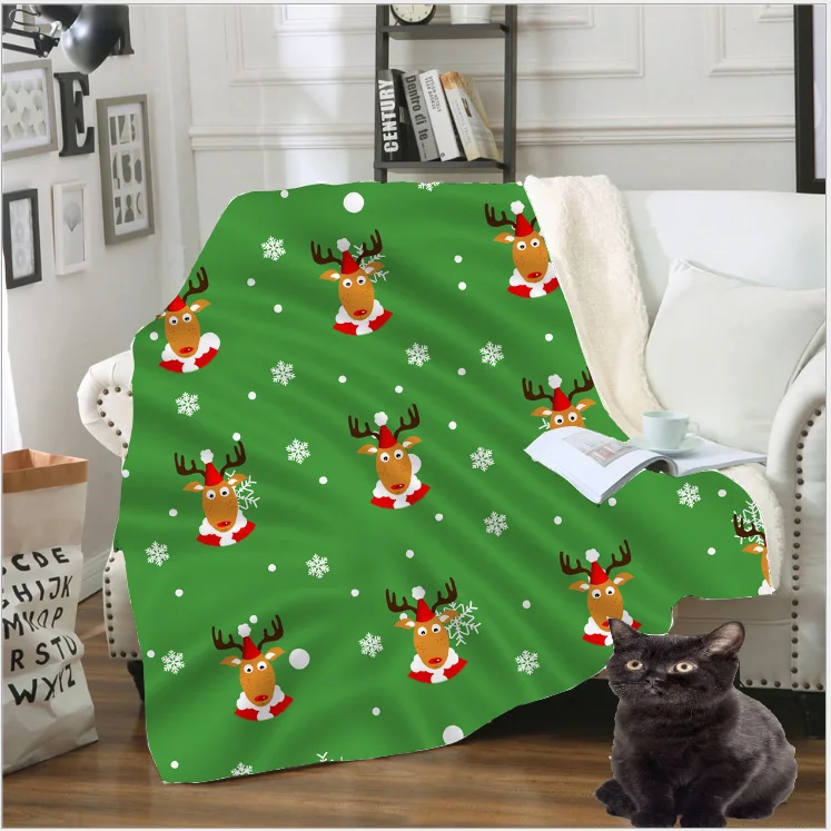 

New 3D Print Christmas Santa Claus Blanket Fleece Teens Travel Quilt Sofa Keep Warm Throw Plush Child Snow Soft Bedspread B165