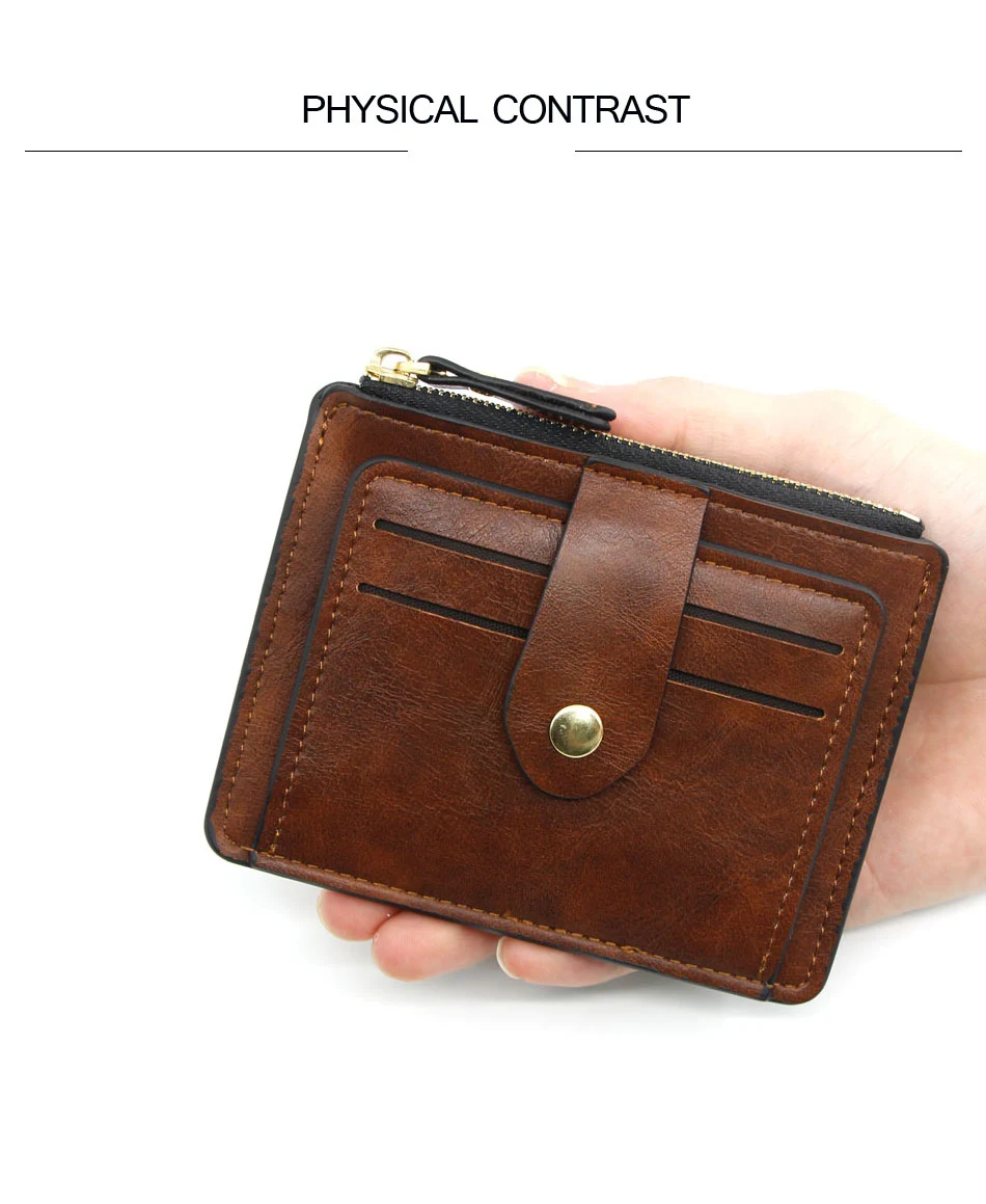 Small Fashion Credit ID Card Holder Slim Leather Wallet With Coin Pocket Man Money Bag Case For Men Mini Women Business Purse