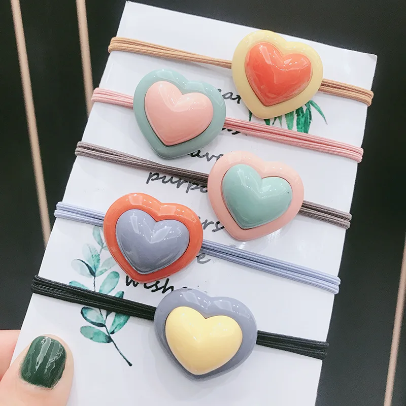 

Candy Color Girls Hair Bands Sweety Love Elastic Rubber Bands Hair Ties for Girl Hair Ponytail Holder Rope Kids Hair Accessories