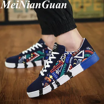 

Hot Sale Summer Sneakers Plus Size Casual Man Shoes Teenager Graffiti Canvas Shoe Fashion Men's Sneaker Breathing Male Shoes L6