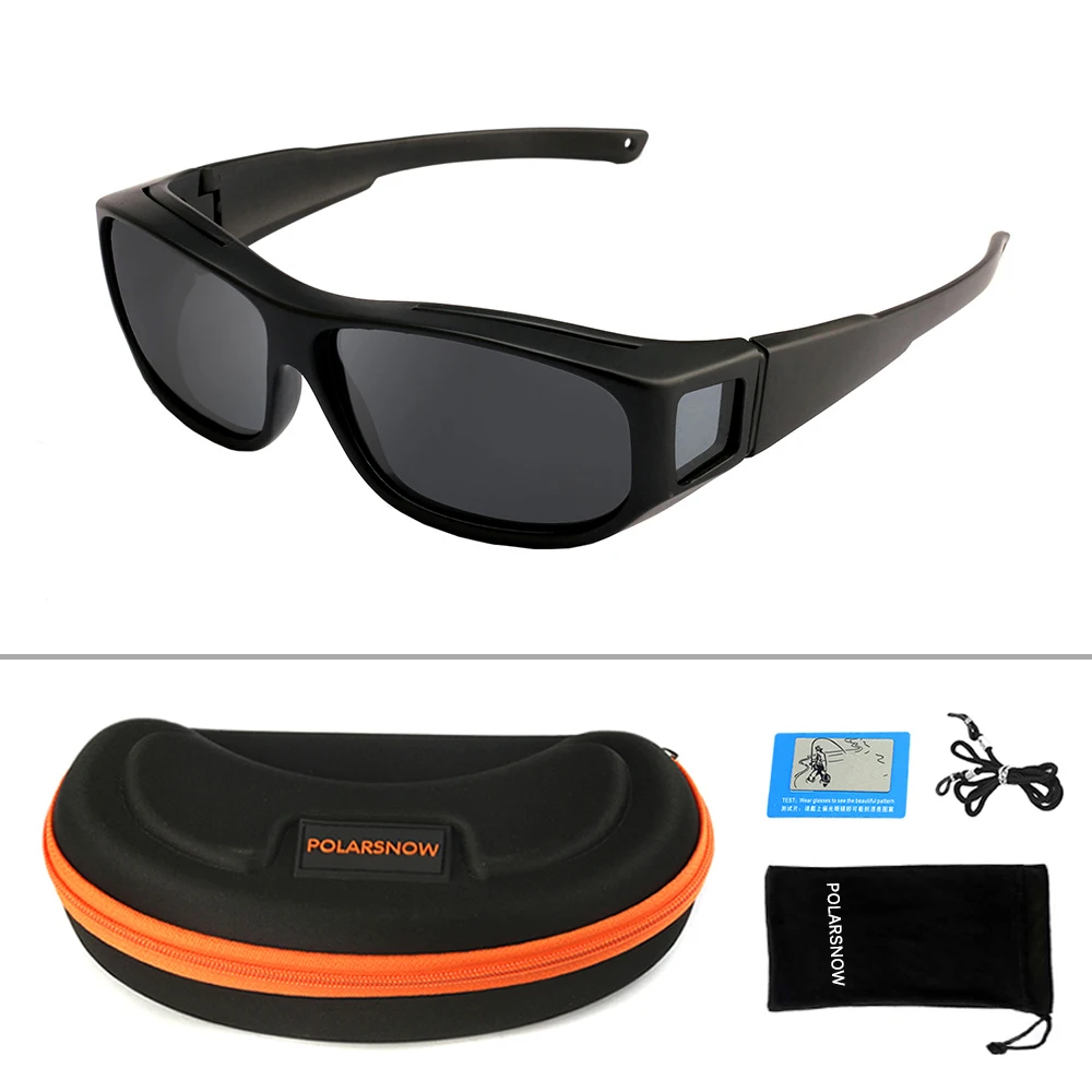POLARSNOW солнцезащитные очки для рыбалки, поляризационные солнцезащитные очки для мужчин и женщин, подходят по рецепту, очки Moypia, фирменный дизайн - Цвет линз: Black l Gray