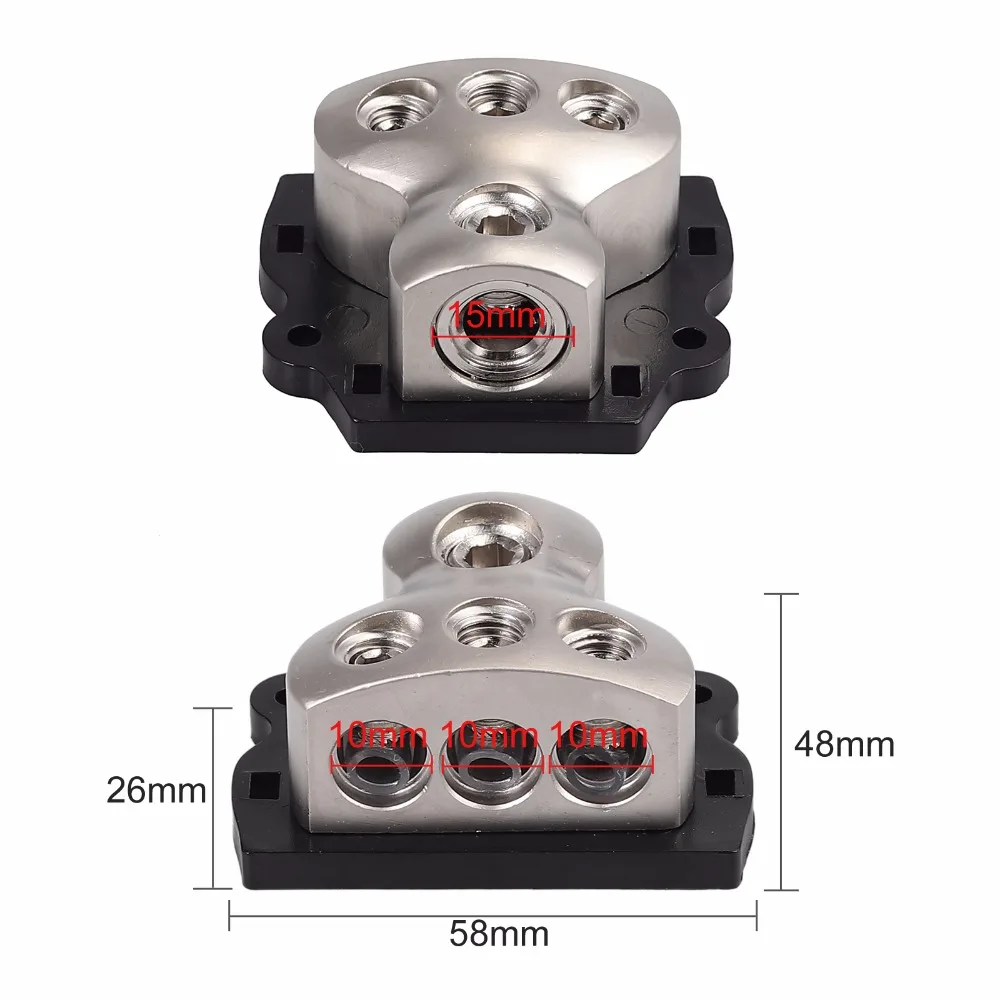 Justech 2x3 способ питания Распределительный Блок 0 калибр в 3x4 Калибр из меди держатель предохранителя автомобильный аудио сплиттер Amp электрическая система