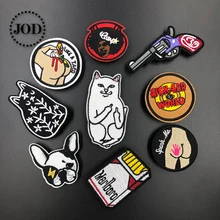 Parches bordados con diseño de gato Rip Dip para planchar ropa con plancha, parche para ropa, planchado DIY, apliques para coser, insignias de tela Super @ 20(China)