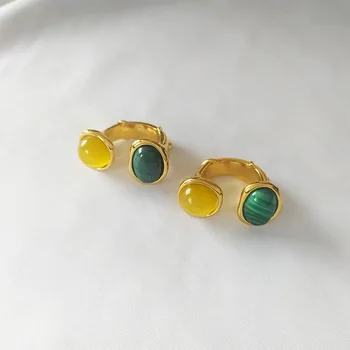 

2020 new ring malachite cat eye copper light luxury European and American simple opening ring