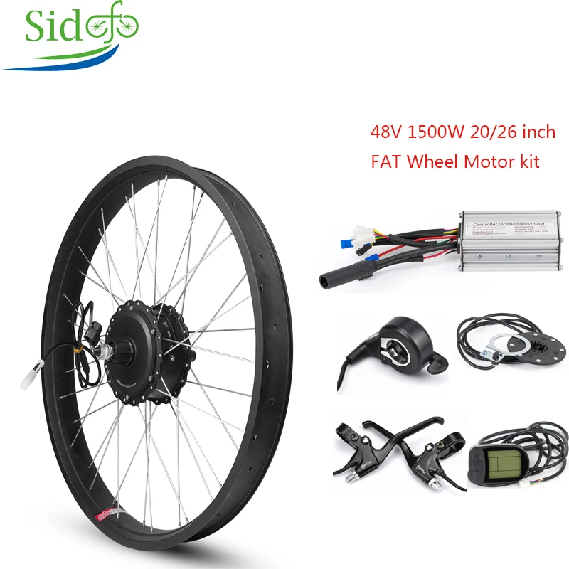Cheap Snowmobile Conversion kit 1500W 48V Gear Brushless Hub Motor Electric cycling bicycle rear wheel motor for 20 26 inch fat bike 0