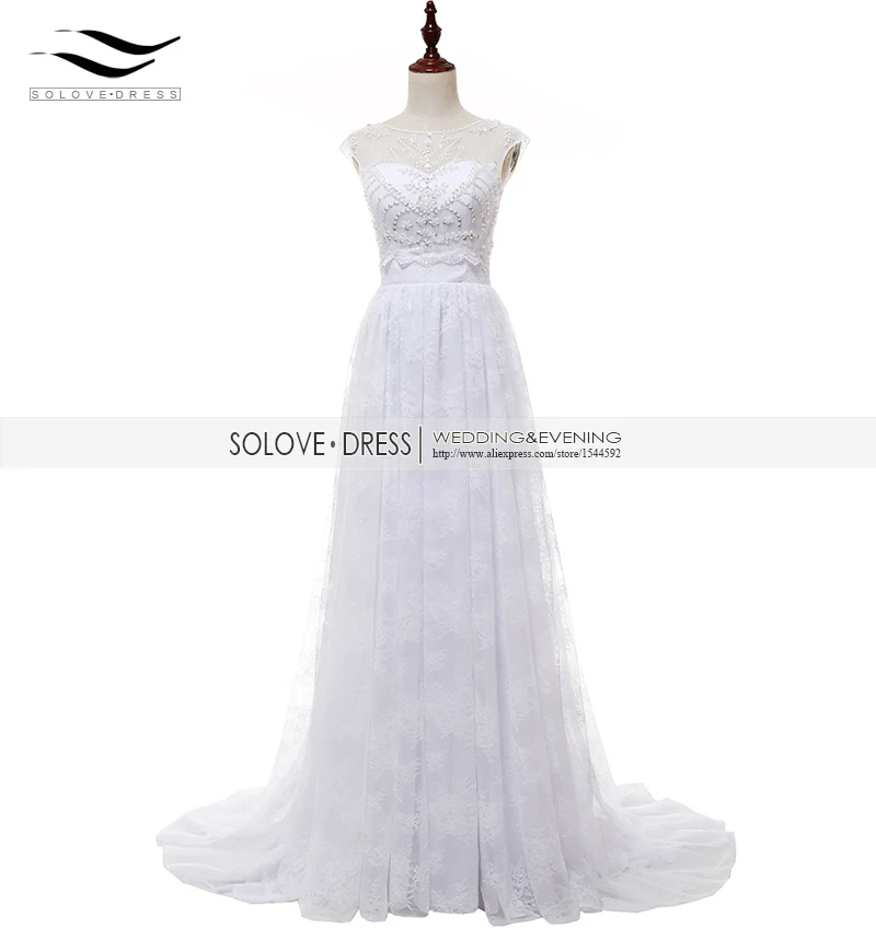 

Solovedress A Line Lace Two Pieces Wedding Dress With Jacket Scoop Neck White Beaded 2 Pieces Bridal Gown vestido de noiva SL220