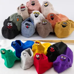 20 Pcs=10pairs/Lot Cotton Funny Socks Women Kawaii Embroidered Expression Women Socks Happy Cute Socks Candy Color Skarpetki