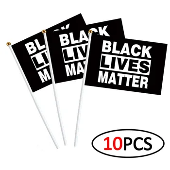 

10PCS/pack Black Lives Matter Letter Print Hand Flag Polyester Material Banner Flags Supplies For Outdoor Sport