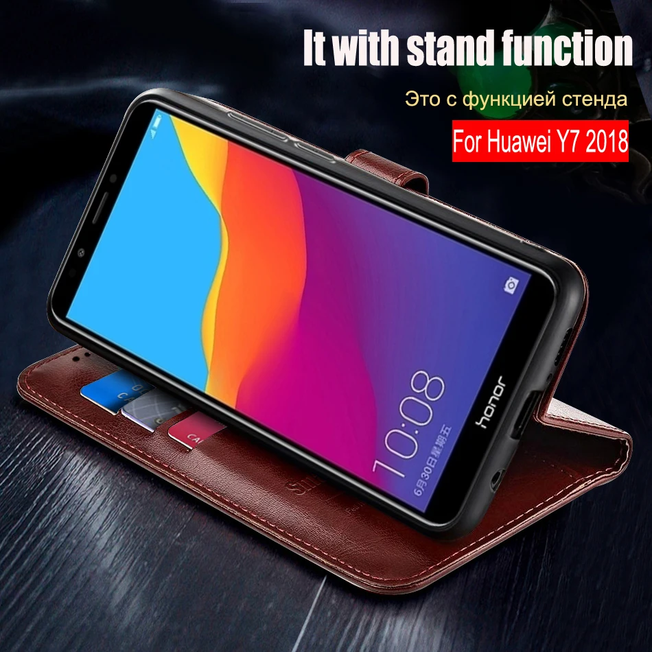 phone case for huawei Dành Cho Huawei Y7 Prime 2018 Ốp Lưng Flip Ốp Bao Da Ốp Lưng Cho Huawei Y7 2018 Funda Cho Huawei Y7 Pro 2018 ốp Lưng Điện Thoại + Hộp Đựng Thẻ pu case for huawei