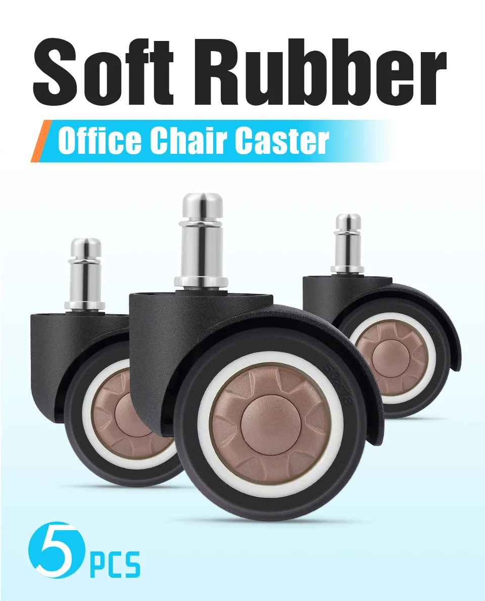 Description Picture 4 of itemNAIERDI 5PCS 2" TPR Rubber Soft Wheel Office Chair Caster Replacement Mute Casters Safe Roller Furniture Wheel Hardware