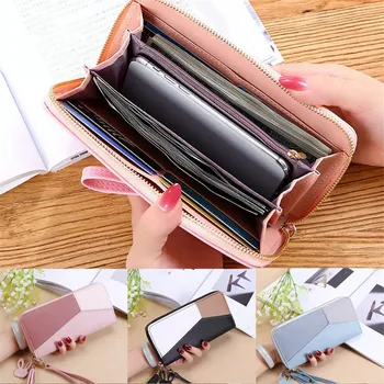 

Elegant Long Style Wallet for Women PU Leather Pattern Patchwork Wallet Ladies Girls Large Capacity Portable Card Holder Purse