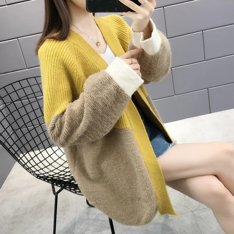 ^*Best Offers 12305 # 326 (3) in room 3 row 6 collaosed 56 female color matching new knitting cardigan sweater coat