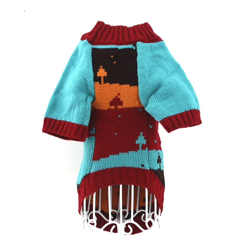 Зимний свитер для собаки с рисунком рождественской елки, вязаная водолазка для таксы, зимняя одежда для маленьких собак, кошек