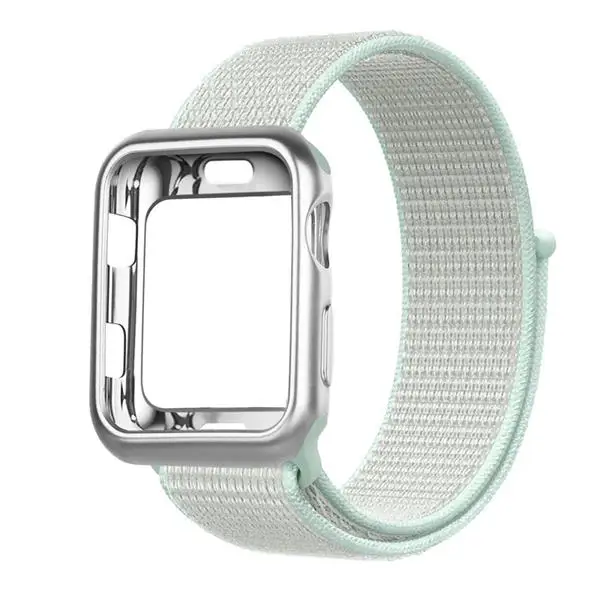 Ремешок для часов apple Watch band Спортивная петля correa apple watch 4 3 iwatch band 38 мм 42 мм 44/40 мм нейлоновый браслет+ чехол для часов - Цвет ремешка: NEW Teal Tint