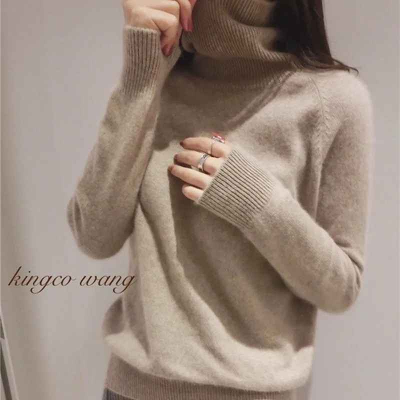 

Women's high collar sweater, long sleeve lazy sweater, close to the skin, size up, close to the skin, new series