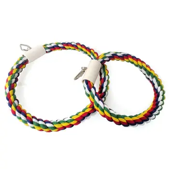 

2 Pcs Bird Swing Hanging Parrot Colorful Spiral Rope Toys with Bells Chewing String Perch Cage Decoration for Small Bird