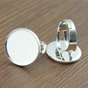 

12pcs Round Glass Cabochon Copper Material Adjustable Ring Setting Fit 120mm Blank Jewelry DIY Craft Findings