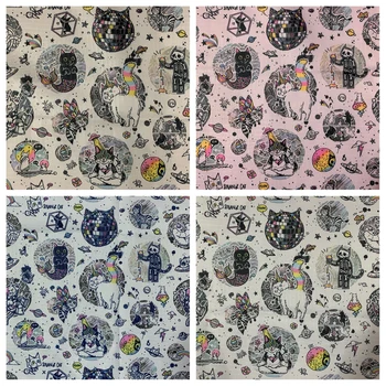

45*145cm Oxford Waterproof Cartoon Skull Cat Printed Fabric Sewing Material Quilting Patchwork Needlework DIY Handmade Bedding
