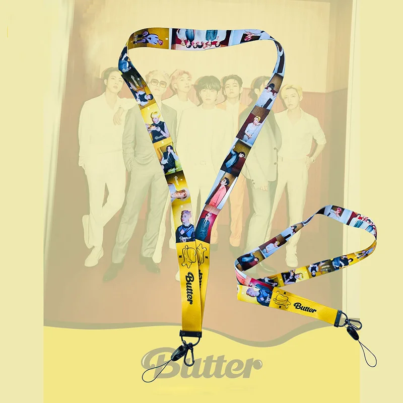 Kpop Bangtan Boys New Album Butter Neck Strap Lanyard for Keys ID Card Gym Mobile Phone Straps Anti-lost Rope Korea Accessories | Мобильные