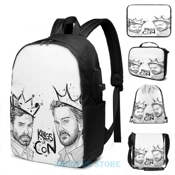

Funny Graphic print The Kings and The Crowns USB Charge Backpack men School bags Women bag Travel laptop bag