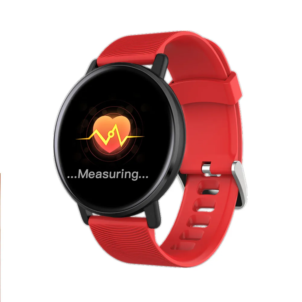 Android Smart Watch Men Bluetooth Wristband Bracelet Heart Rate Blood Pressure SmartBand Fitness Tracker For iphone redmi huawei - Цвет: Красный