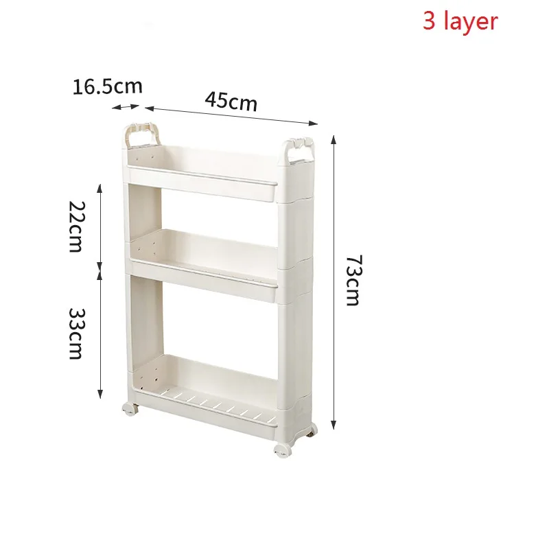 Многоцелевой стеллаж для хранения в ванной комнате подвижная кухня ванная комната гостиная и спальня полка с роликом - Цвет: 3 layer