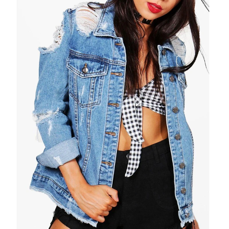 Destroyed Ripped Jeans Jacket 