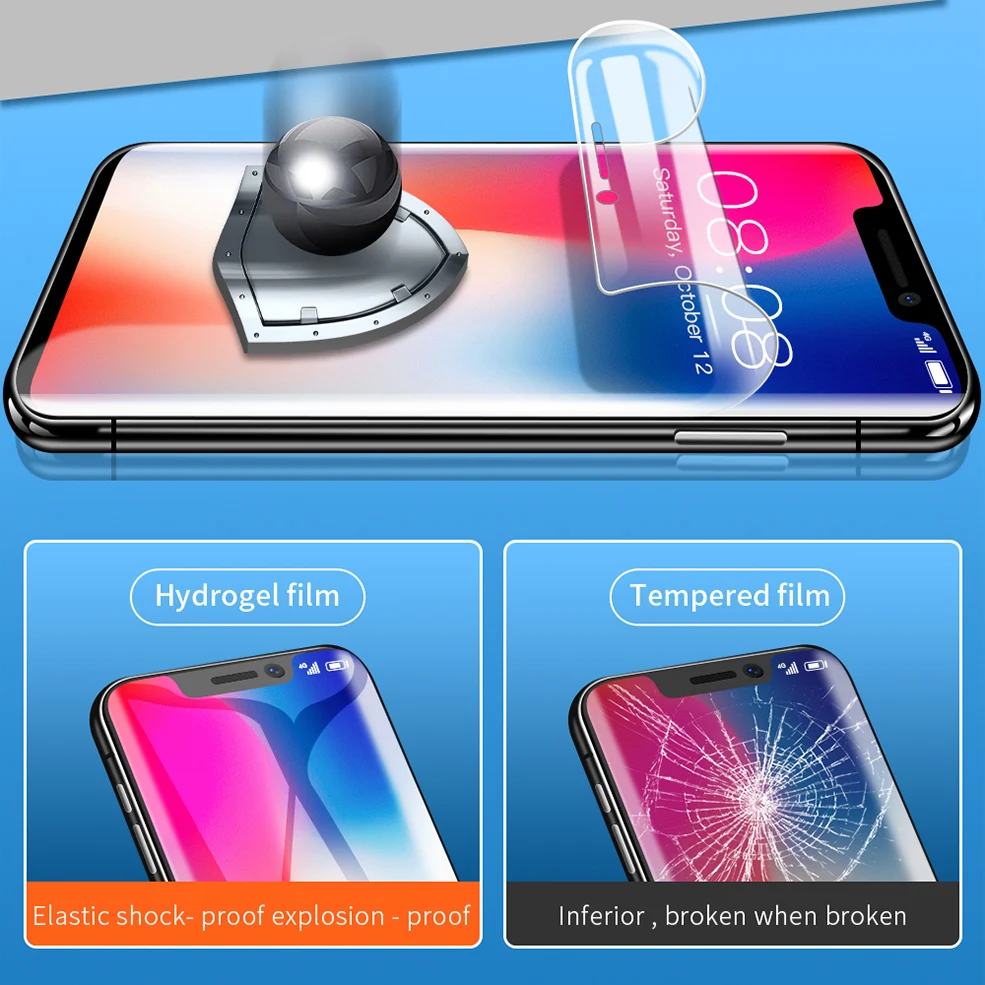 100D Защитная Гидрогелевая пленка для iPhone 11 Pro Max XR X XS 6 6s 7 8 Plus мягкая защитная экрана