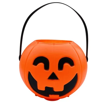 

Mini Portable Glowing Plastic Pumpkin Buckets Halloween Candy Bucket Baskets For Kids Bar Party Dress Up Props Decor TB